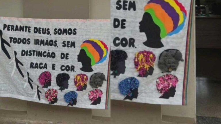Escola de João Pinheiro utiliza bombril para representar cabelo de pessoa preta em projeto do Dia da Consciência Negra