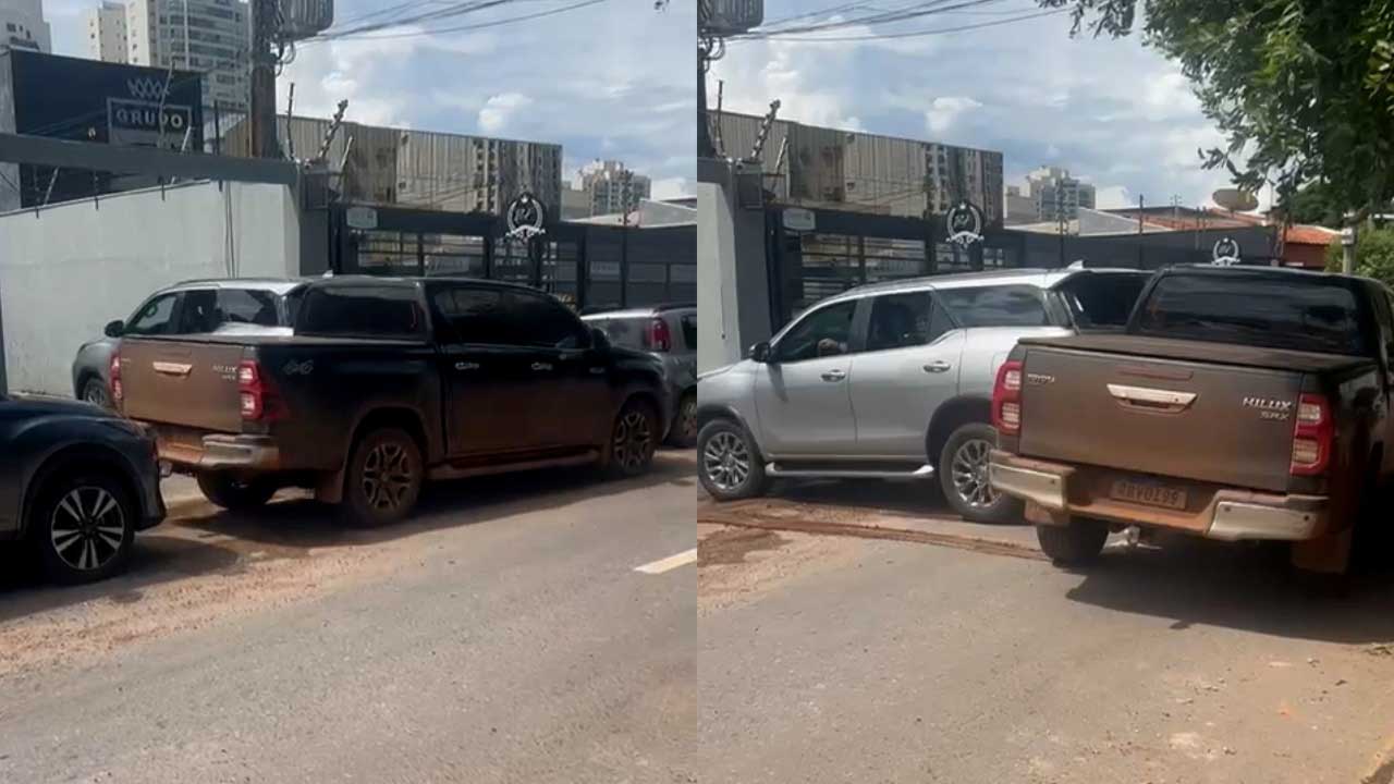 Motorista perde a paciência e arrasta caminhonete que bloqueava garagem, veja o vídeo