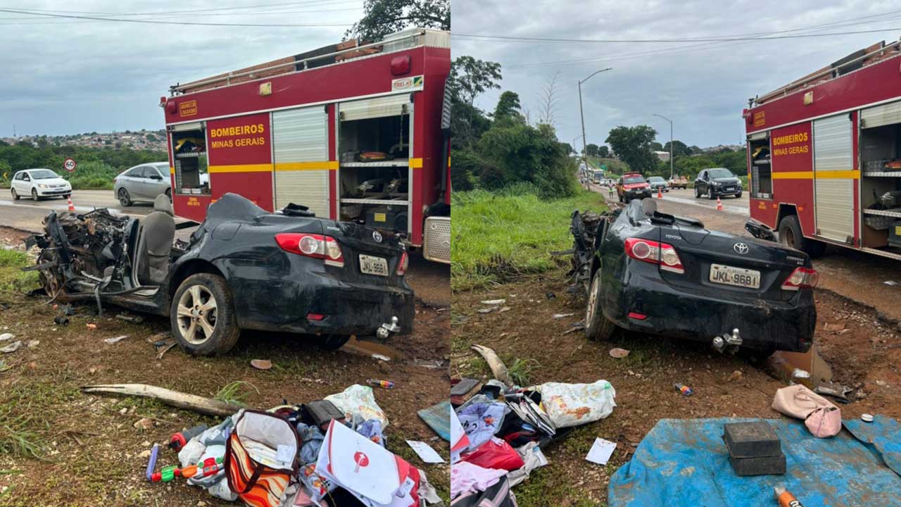 Colisão na BR-040 em Paracatu mata quatro membros de família do DF; criança de 5 anos está em estado grave