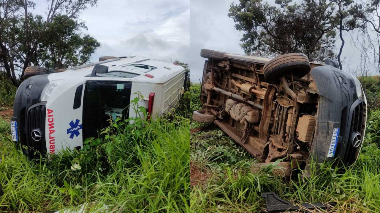 Ambulância capota na BR-365 enquanto seguia para resgatar vítimas de acidente em João Pinheiro