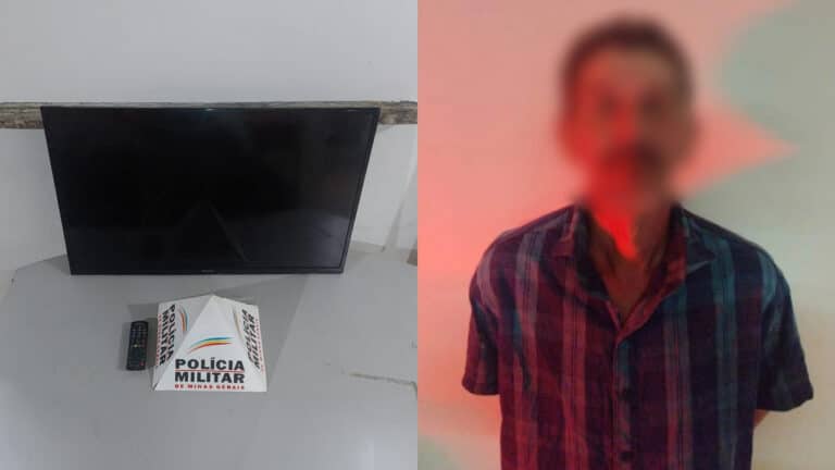 Ladrão furta TV de 43 polegadas e confessa crime à polícia em João Pinheiro