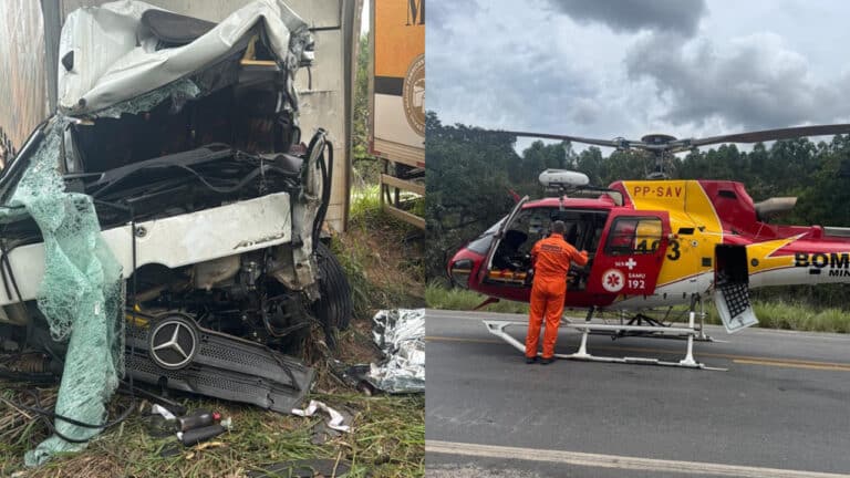 Acidente com três caminhões que matou motorista na BR-040, em João Pinheiro, foi causado por manobra para desviar de buraco