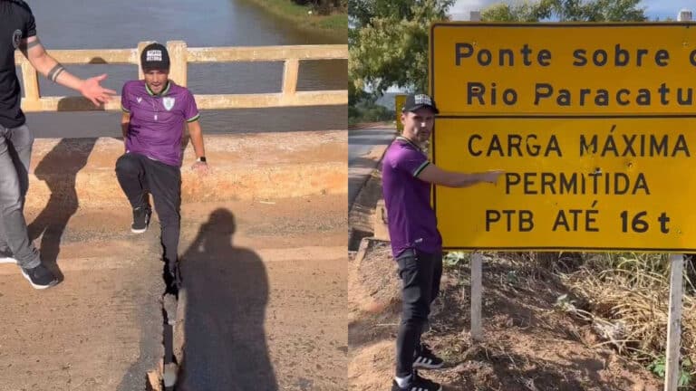 "Vai acontecer uma tragédia!": Cleitinho denuncia ponte em estado crítico em Brasilândia de Minas