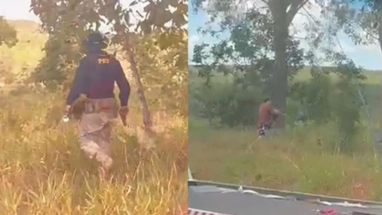 Vídeo impressionante mostra PRF atirando contra saqueadores durante grande acidente na BR-040, em João Pinheiro