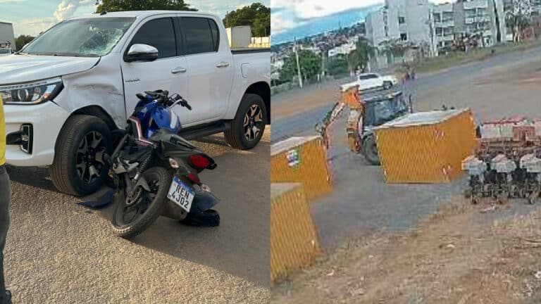 Motociclista fica ferido após bater em caminhonete que entrou repentinamente na BR-040 em João Pinheiro
