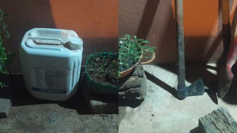 Homem joga galão de diesel na esposa e ameaça matar ela e o filho com machado em Brasilândia de Minas