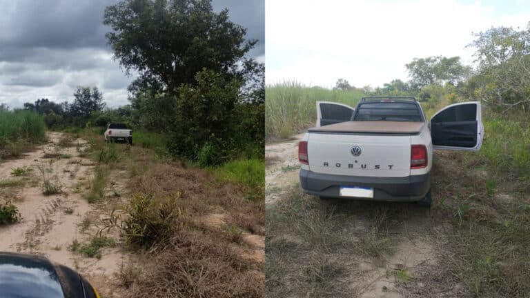 Bandidos abandonam carro roubado e fogem por canavial após perseguição da PRF em João Pinheiro