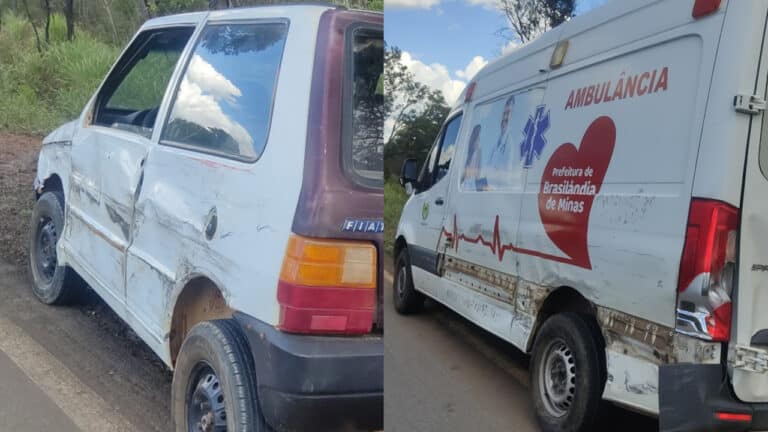 Motorista bate em ambulância da Prefeitura, foge do local e é encontrado uma hora depois, em João Pinheiro