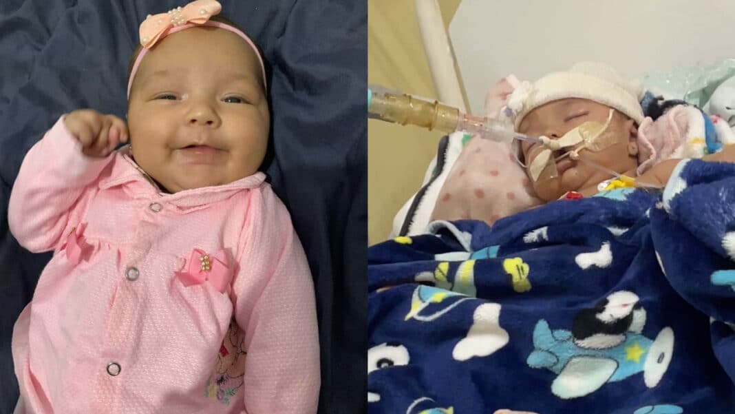 Bebê pinheirense com bronquiolite é transferida para Araguari e pais pedem ajuda para continuar ao lado dela