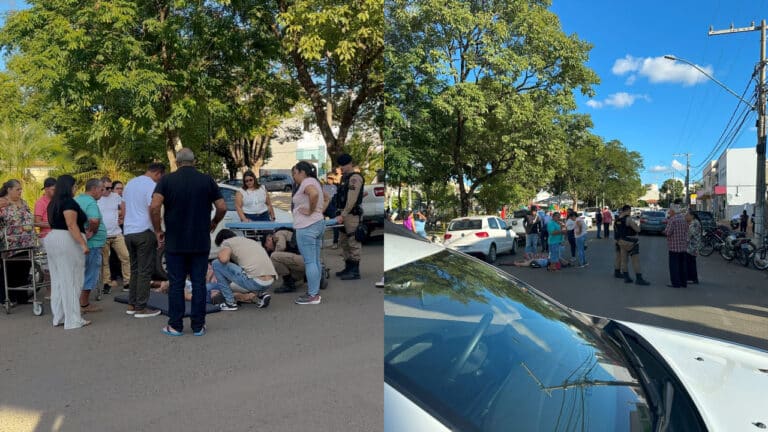 Acidente entre carro e moto deixa mulheres feridas que esperam mais de 30 minutos por socorro em João Pinheiro