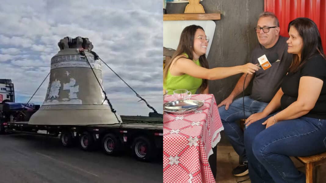 Sino Vox Patris, o maior do mundo, pernoita em João Pinheiro e emociona moradores com passagem histórica