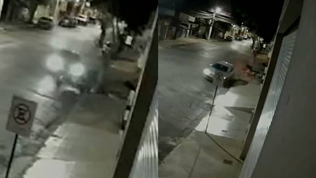 Motorista dirige em zig-zag, bate em motos estacionadas e foge no Centro de João Pinheiro; veja o vídeo