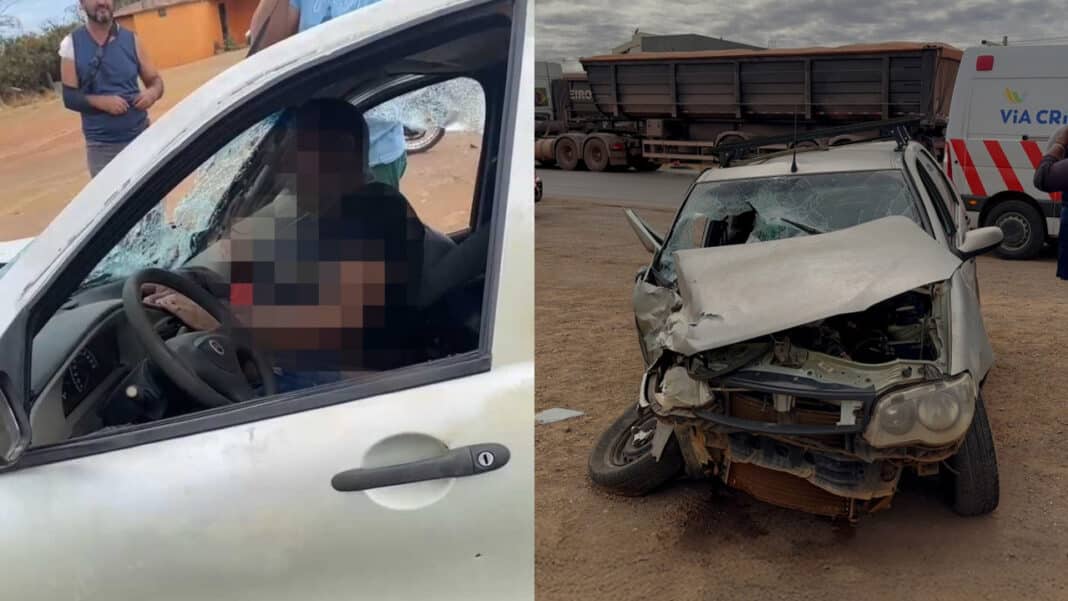 Motorista é atingido em cheio por carreta após cruzar repentinamente a BR-040 em João Pinheiro