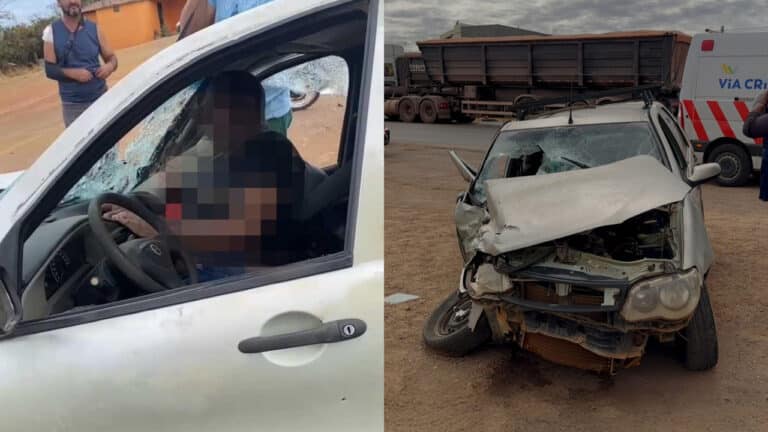 Motorista é atingido em cheio por carreta após cruzar repentinamente a BR-040 em João Pinheiro