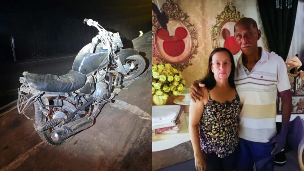 Casal de idosos morre após moto ser atingida por carro na MG-181, em Bonfinópolis de Minas