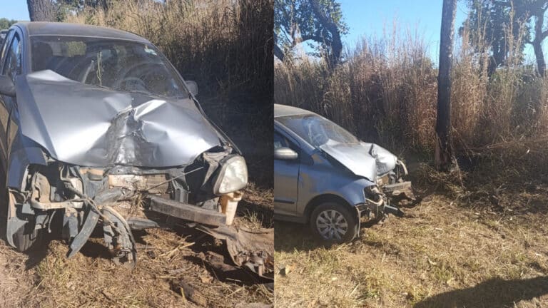 Motorista perde o controle ao tentar ultrapassagem e bate em árvore na BR-040, em João Pinheiro