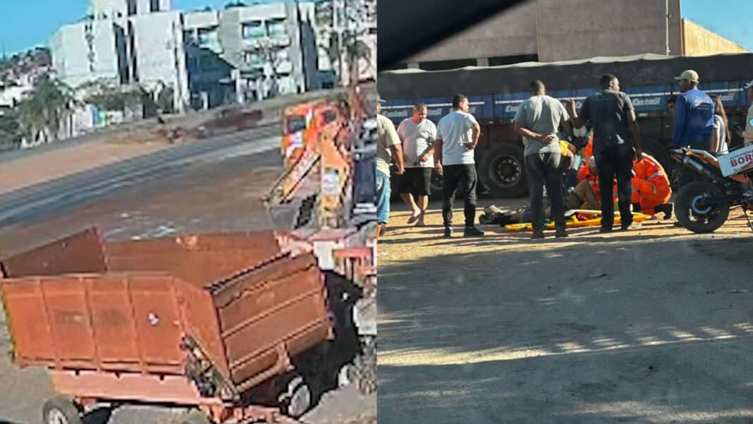 Motociclista voa longe após bater em carro que atravessou BR-040 por acesso irregular em João Pinheiro