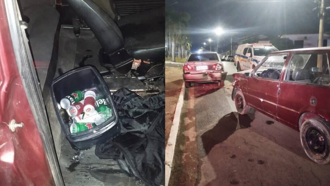 Motorista bêbado que bateu em carros estacionados em João Pinheiro recusa bafômetro e dispara
