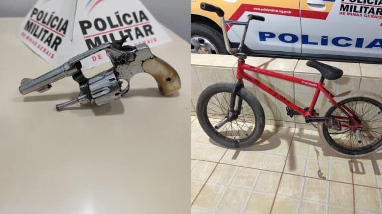 "Rato" é preso com revólver na cintura e carregando bicicleta furtada em João Pinheiro dentro do carro