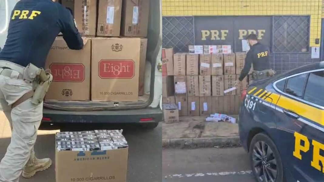 PRF prende homem com 25 mil maços de cigarros contrabandeados do Paraguai na BR-365