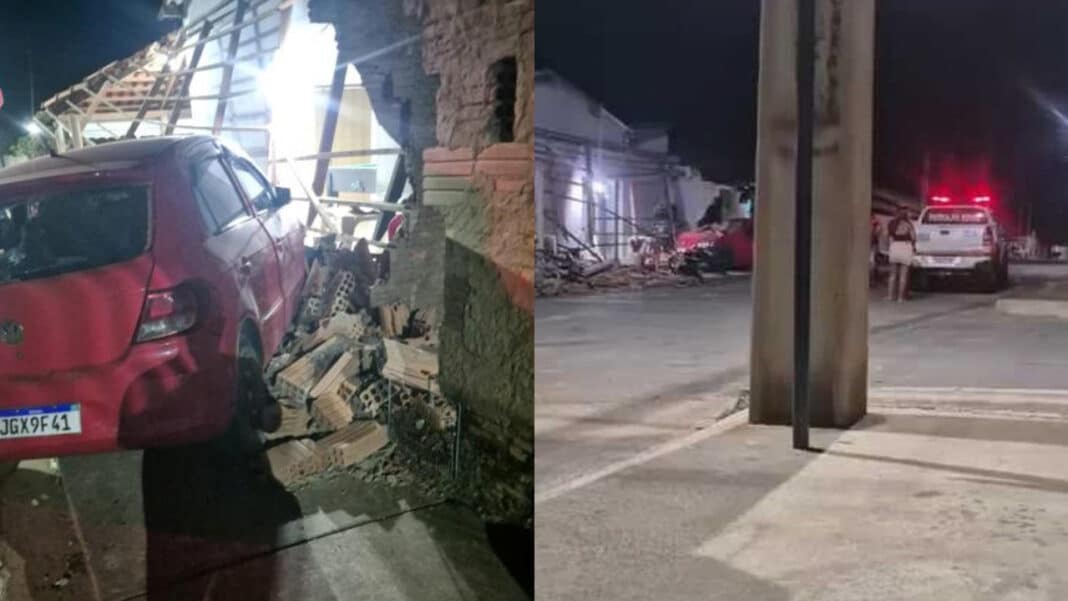 Bêbado ao volante arrebenta muro de casa, destrói bar, fere criança e foge sem prestar socorro em João Pinheiro