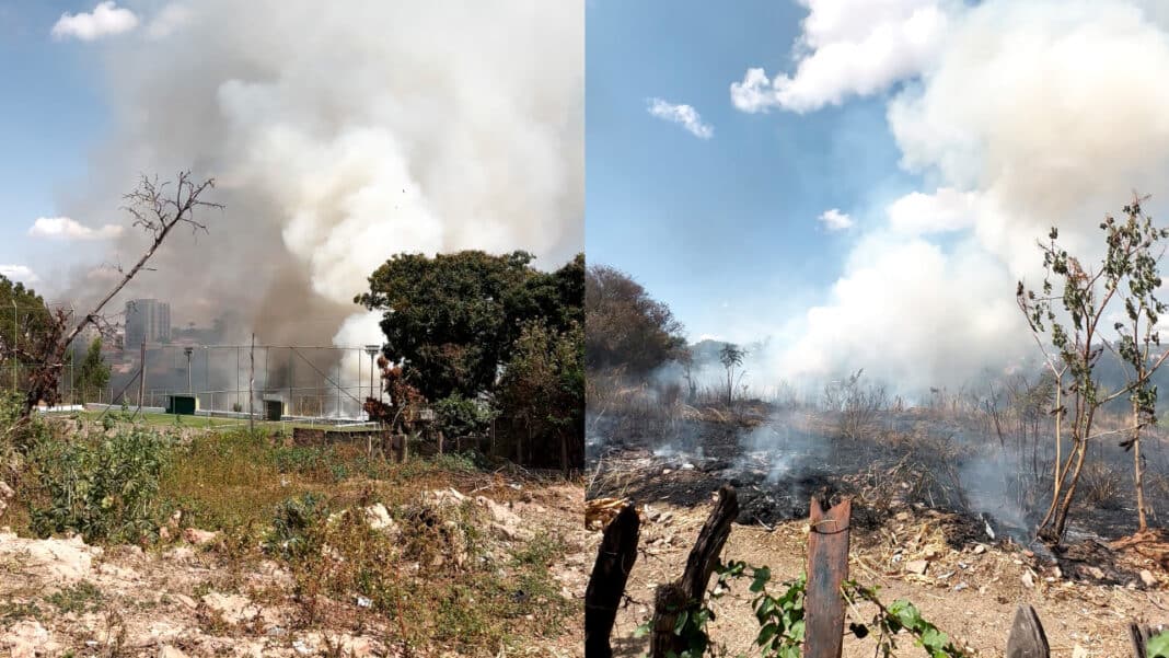 Incêndio de grandes proporções atinge área de vegetação próximo ao Clube Campestre em João Pinheiro