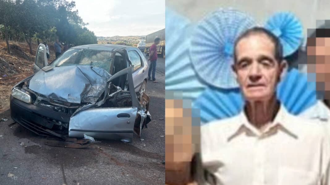 Idoso morre e filha fica ferida após grave acidente entre carro e caminhão na MGC-354, em Presidente Olegário