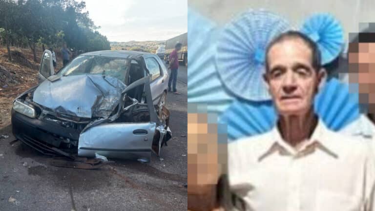 Idoso morre e filha fica ferida após grave acidente entre carro e caminhão na MGC-354, em Presidente Olegário