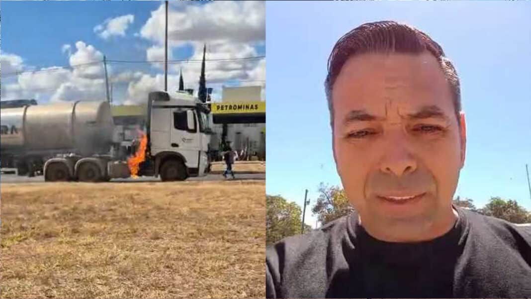 Motorista de carreta que pegou fogo na BR-040 com 62 mil litros de álcool agradece ajuda da população pinheirense