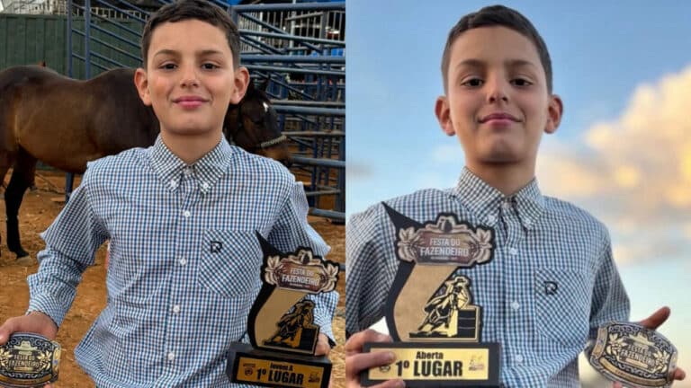 "O Terrorista" de 12 anos: cavaleiro de João Pinheiro carrega 25kg extras na sela e vence adultos em competição