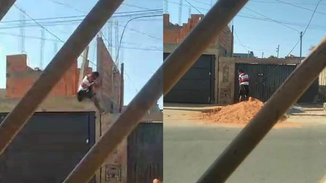 Veja o vídeo: morador flagra ladrão furtando fios em plena luz do dia em João Pinheiro