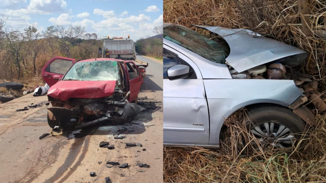 Cinco pessoas, incluindo duas crianças, ficam feridas em batida frontal na MG-188, em Paracatu