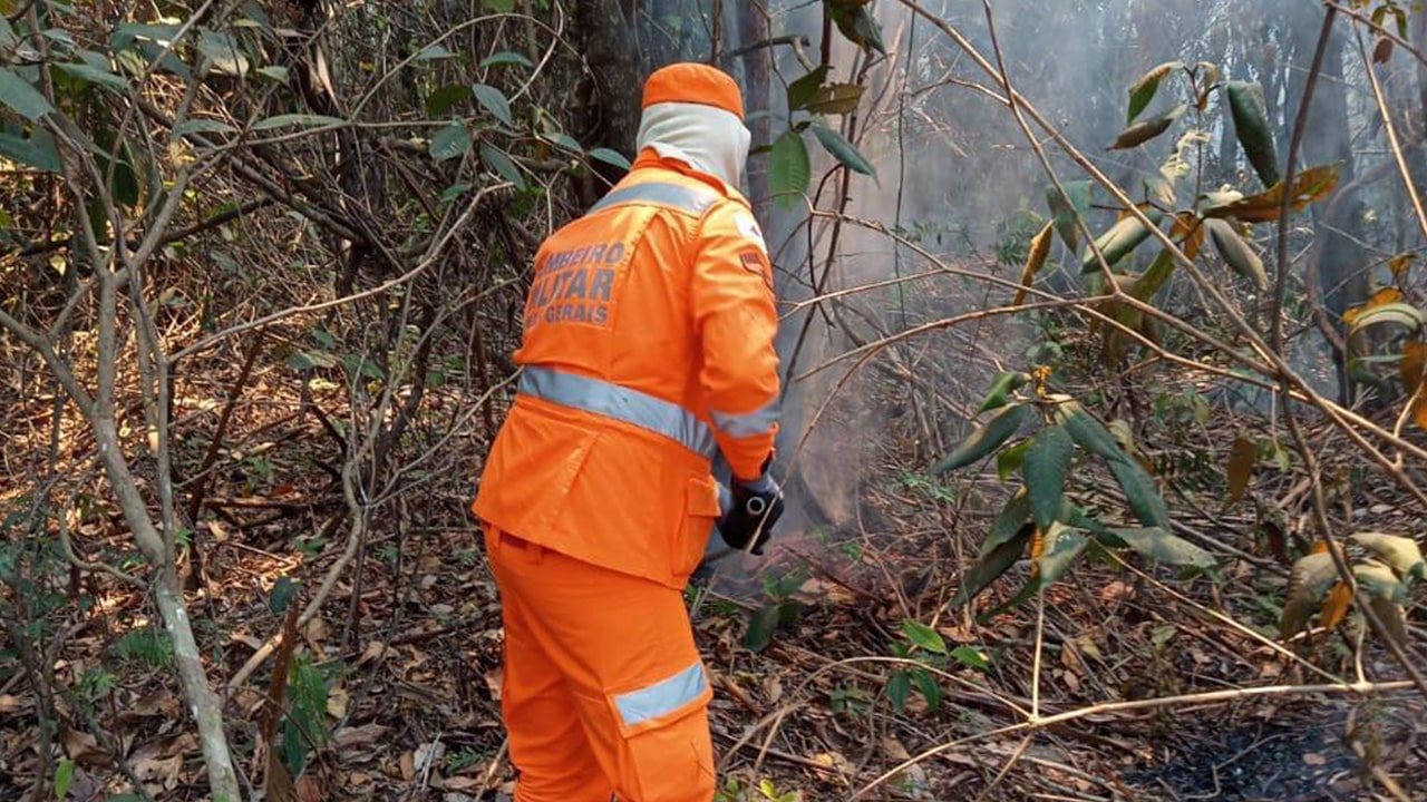 Fogo na Fruta d'Antas se aproxima de escola, suspende aulas e mobiliza moradores e bombeiros em João Pinheiro