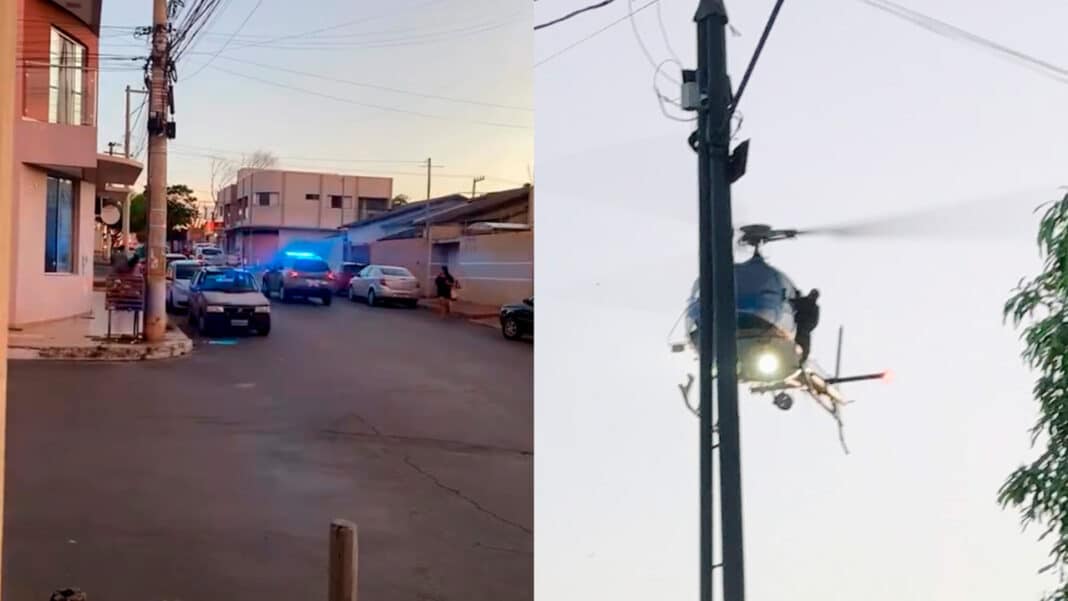 Com uso de helicóptero, Polícia Militar deflagra operação e movimenta a tarde de João Pinheiro
