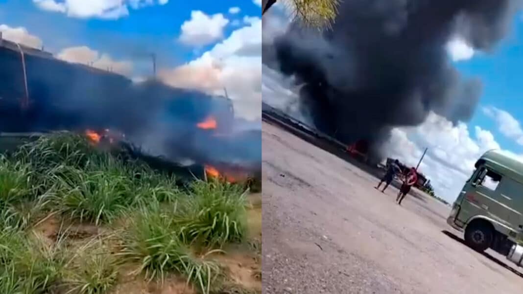 Carreta carregada com madeira pega fogo na BR-040 e Via dos Cristais falha no atendimento
