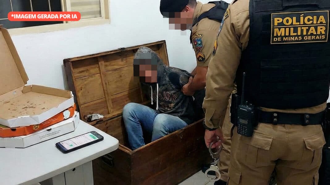 “Golpista fominha” causa prejuízo de R$ 700 em pizzaria e acaba preso dentro de baú em Patos de Minas