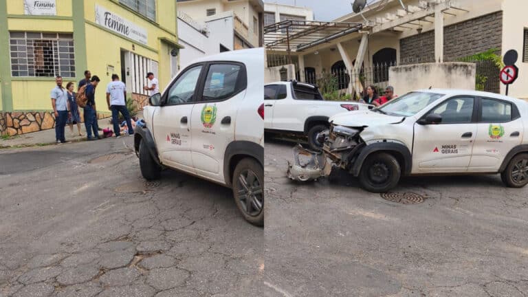 Motorista da Prefeitura de Brasilândia fura o "Pare", atinge moto e deixa condutor ferido em Patos de Minas