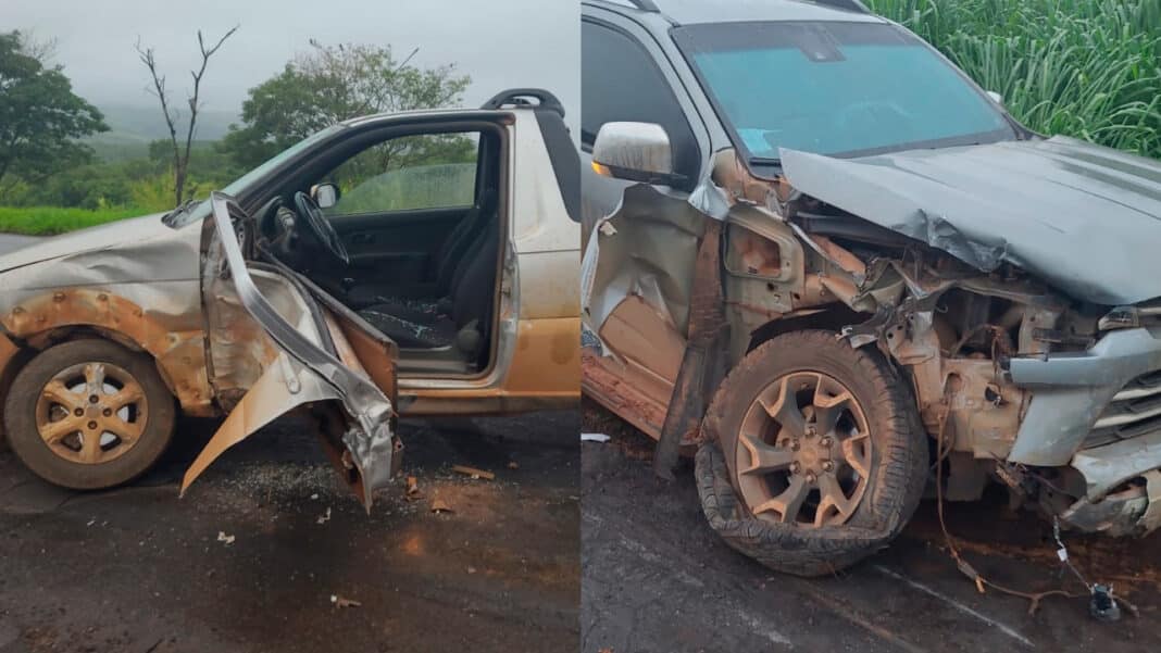 Motorista faz conversão na MGC-354, provoca acidente e fica inconsciente preso às ferragens em Presidente Olegário