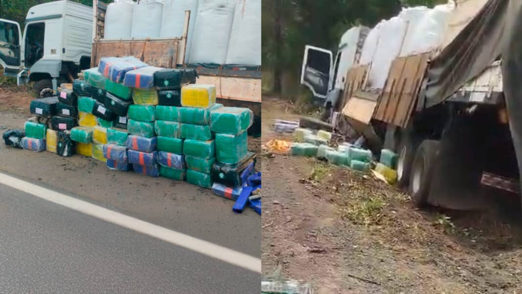 Após acidente, motorista abandona carreta com 2 toneladas de maconha na BR-365 perto de Luizlândia do Oeste (JK)