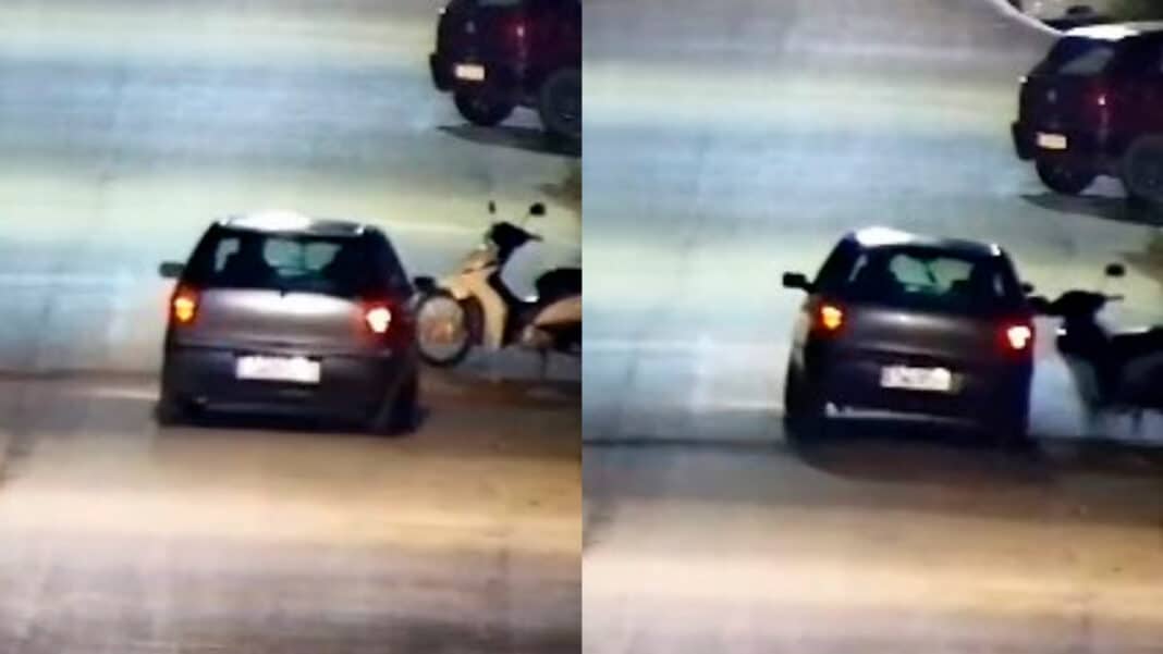 Acidente ou proposital? Motorista atinge moto parada e foge como se nada tivesse acontecido em João Pinheiro