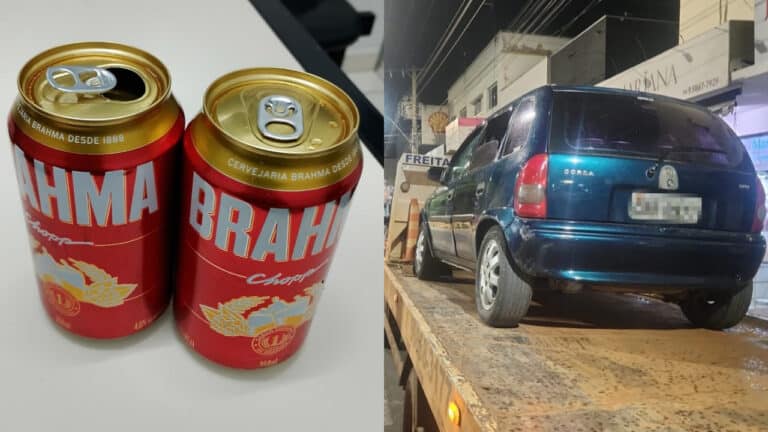 Motorista faz zig-zag, quase sobe no canteiro da BR-040 e é preso com cerveja aberta no carro em João Pinheiro