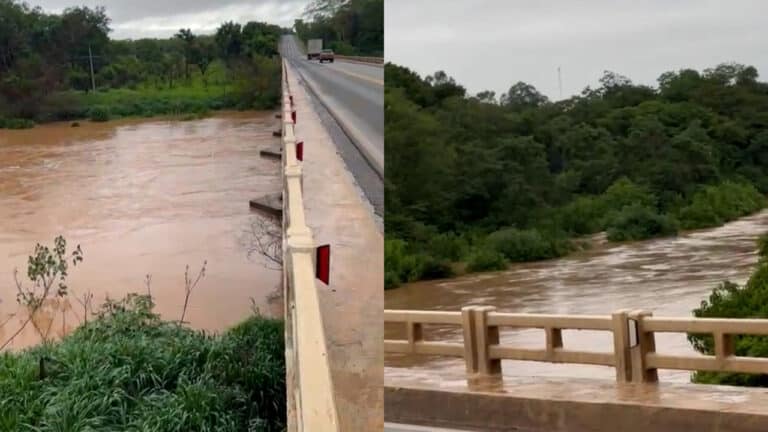 Espetáculo das águas: Rio da Prata enche, atrai olhares na BR-040 e nível deve subir ainda mais nos próximos dias