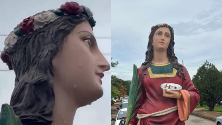 Vídeo: fiéis relatam choro de imagem de Santa Luzia após procissão e se emocionam em João Pinheiro