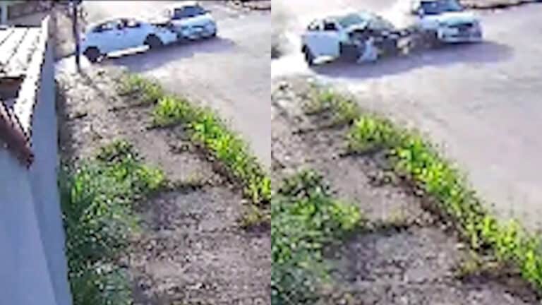 Impacto violento! Vídeo mostra momento que motorista fura o "pare" e causa acidente com táxi em João Pinheiro