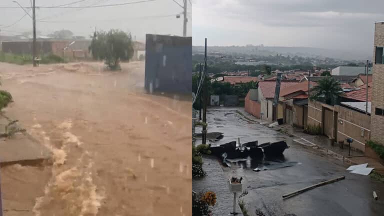 Chuva forte no primeiro dia de 2026 provoca enxurradas, destelhamentos e falta de energia em João Pinheiro