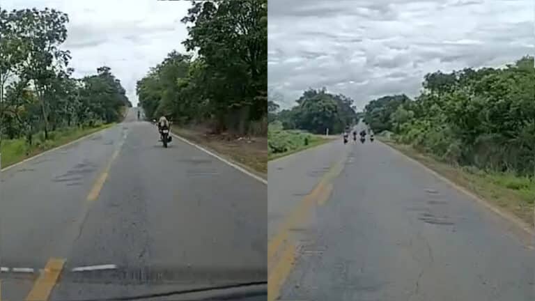 Vídeo flagra motociclistas em manobras perigosas e alta velocidade na MG-181, em João Pinheiro