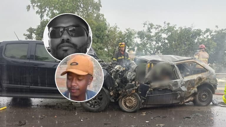 Carro pega fogo ao bater de frente com caminhonete e dois morrem carbonizados na BR-040 em Paracatu