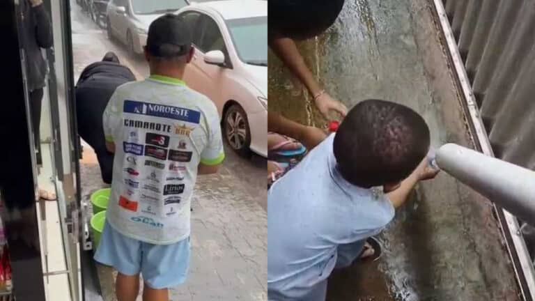Sem água nas torneiras, moradores recorrem à chuva para não ficar sem abastecimento em João Pinheiro