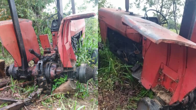 Bandidos depenam trator em fazenda na zona rural de João Pinheiro deixando grande prejuízo