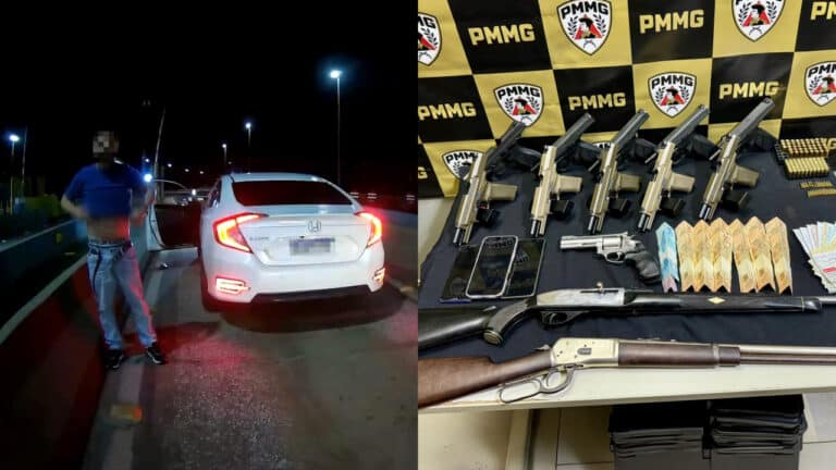 Casa caiu! Pinheirense apontado como maior traficante de armas da região é preso com 10 pistolas no porta-malas